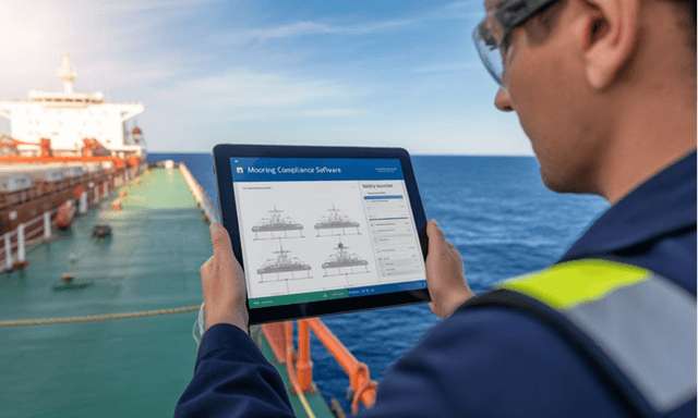 Maritime professional using tablet
